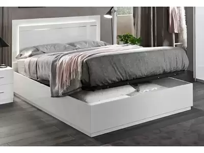 Lit avec coffre de rangement Star laqu blanc