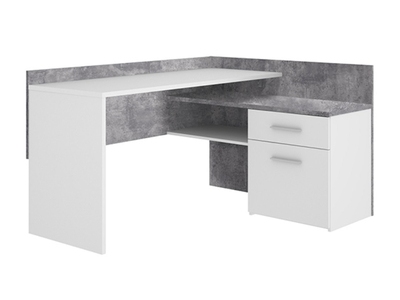Bureau D Angle 2 Tiroirs Net 2 Blanc Beton