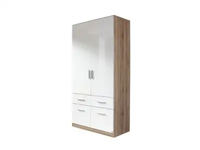 Armoire 2 Portes Style Scandinave Forte Winnie - Chêne Sonoma/Blanc 80x189x53cm - Rangement Chambre