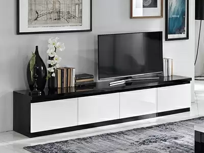 Meuble tv 4 portes Roma laqu bicolore