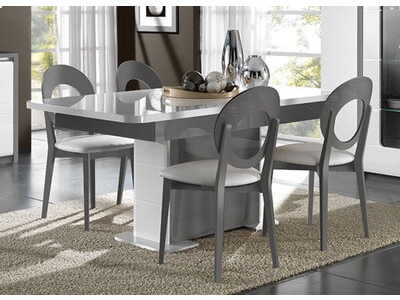 Table de repas extensible Bellini laqué blanc/gris brillant