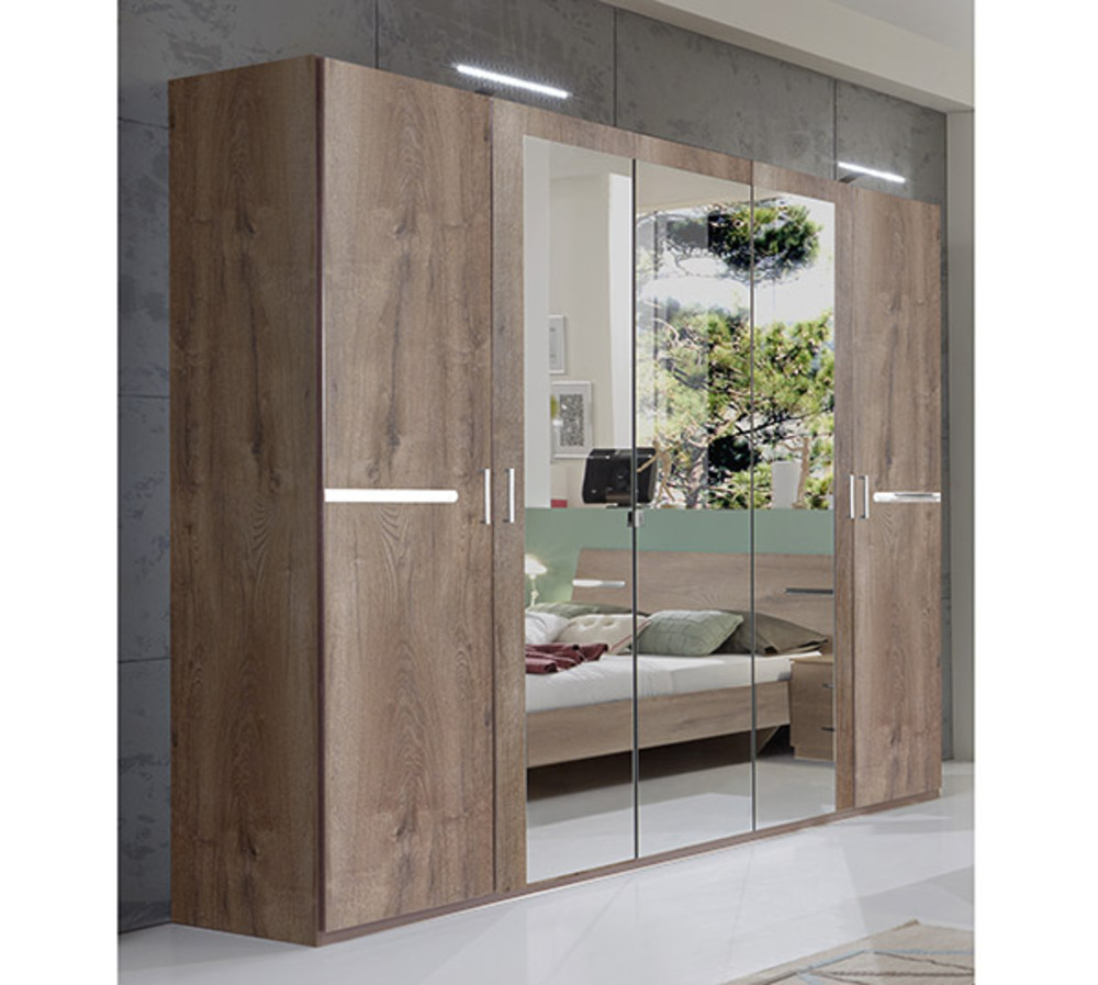 Armoire 5 portes Anna chambre à coucher chene chataigne
