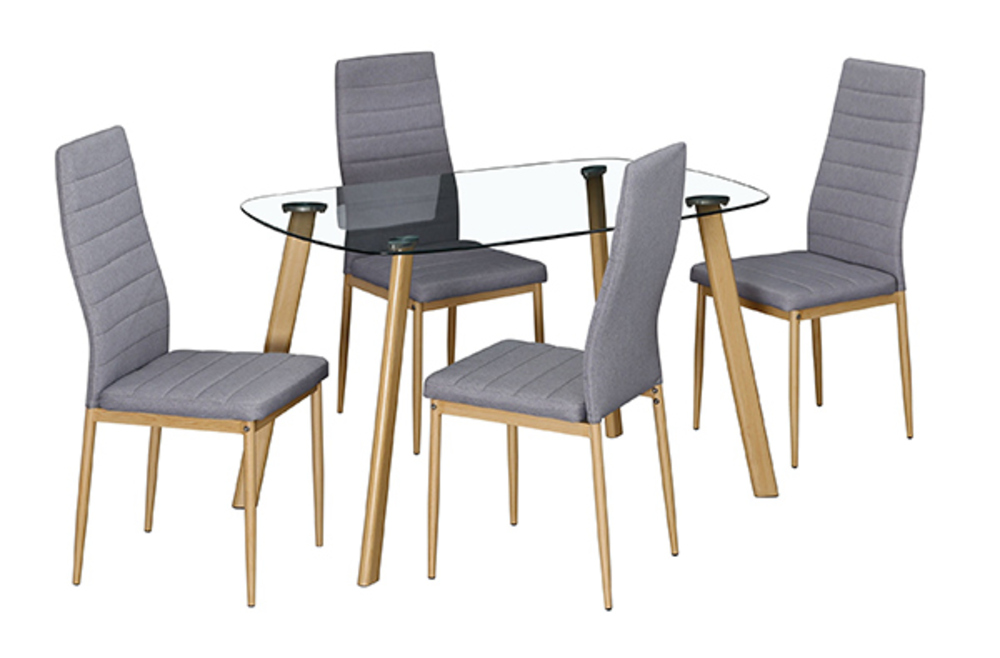 Ensemble Table 4 Chaises Stronje Verre Hetre