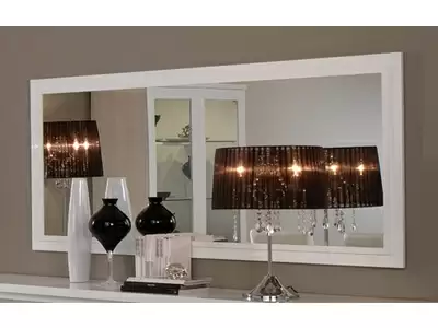 Miroir Roma laqu blanc/marbr gris