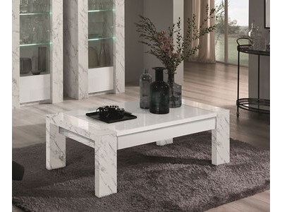 Table basse Vittoria marbre blanc/laqué blanc