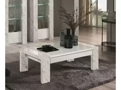 Table basse Vittoria marbre blanc/laqu blanc