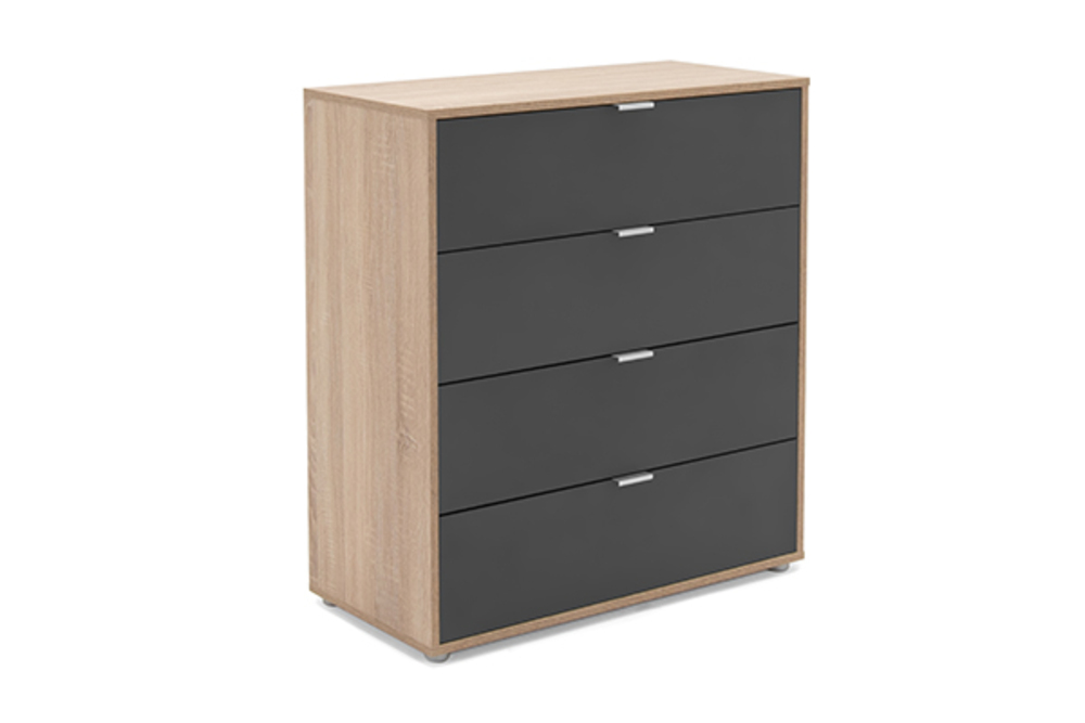 Stella Trading Meuble Commode 4 Tiroirs Imitation Chêne Sonoma - 38x86x35 Cm - Stella Trading Meuble Rangement