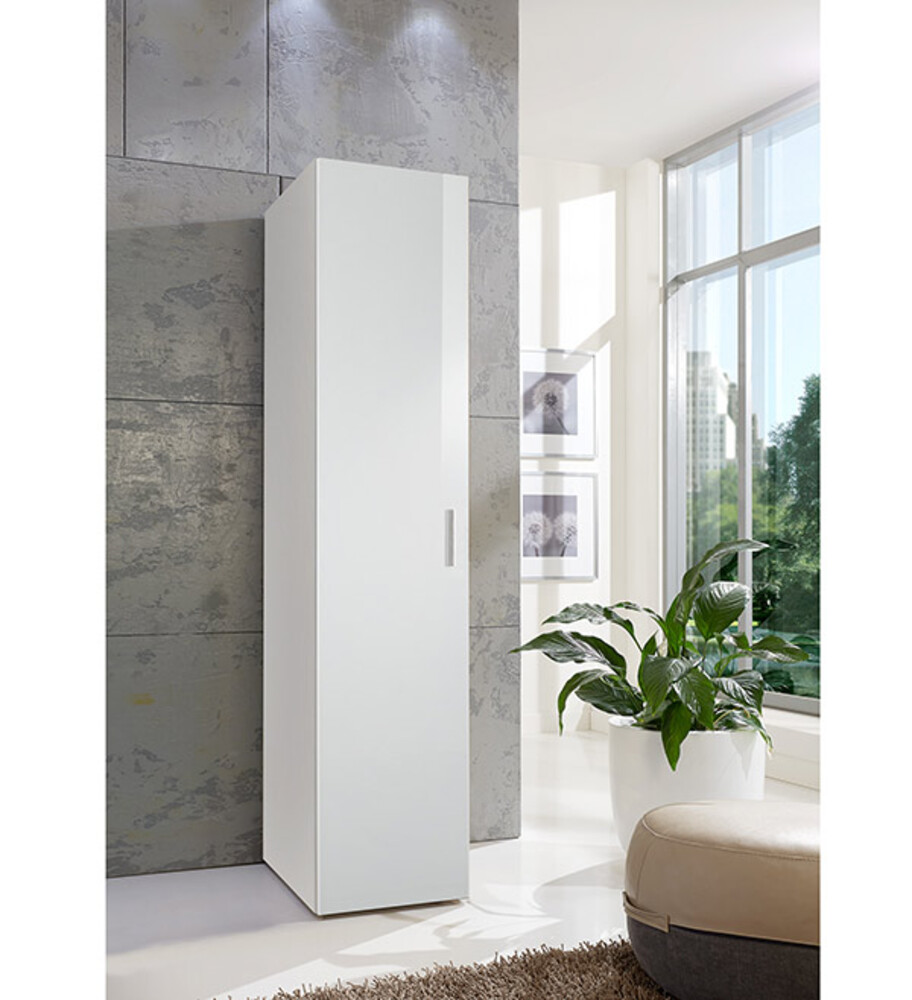 Armoire 1 porte Malta laqué blanc cassé/ blanc Blanc laqué/blanc