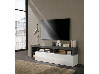 Meubles TV bas design et modernes en blanc laqué, noir, gris