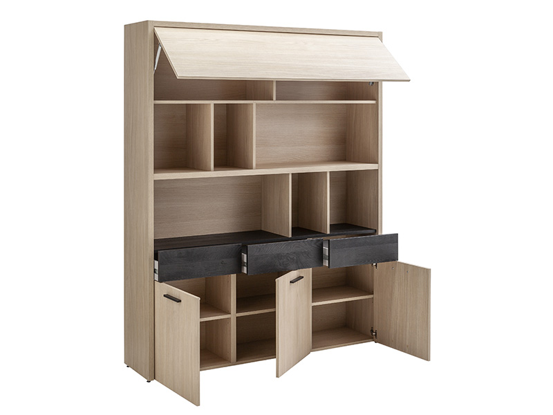 Meuble de rangement haut Davinci Chene/noir