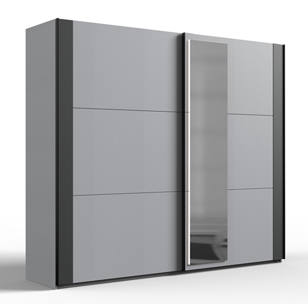Armoire 2 portes coulissantes Naples Gris clair/gris foncé L 250 X H