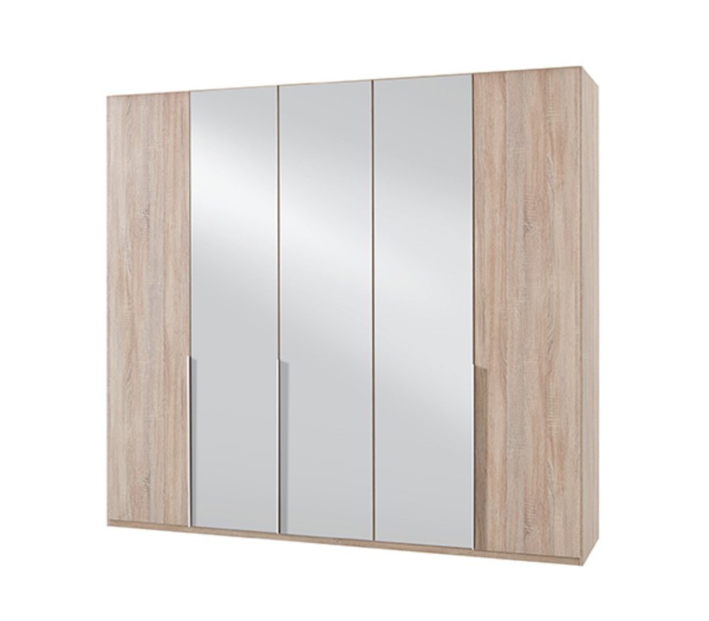 Armoire 5 portes dont 3 miroirs New york chene.