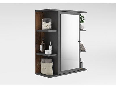 Haut 1 Porte Miroir Cancun Gris Anthracite Marron Vintage