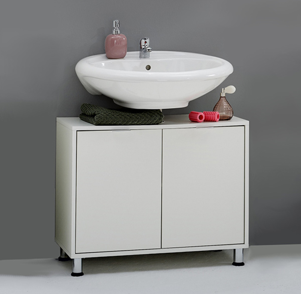 Meuble 2 Portes Sous Lavabo Mora Blanc