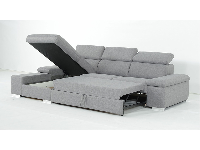 Canapé d'angle convertible, déhoussable, en coton demi-natté, adelia Couleur gris clair La Redoute Interieurs | La Redoute