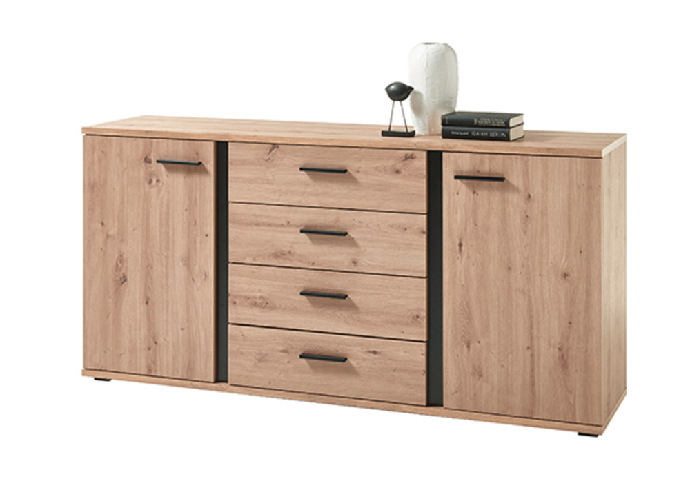 Commode akord k140 chêne artisan 138 cm 8 tiroirs façade chêne artisan