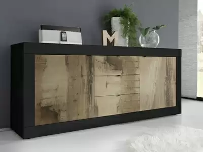 Bahut 2 portes 3 tiroirs Costa noir/poirier