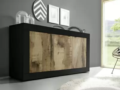 Bahut 3 portes Costa noir/poirier