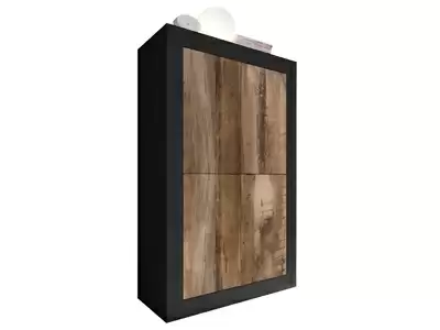 Rangement 4 portes Costa noir/poirier