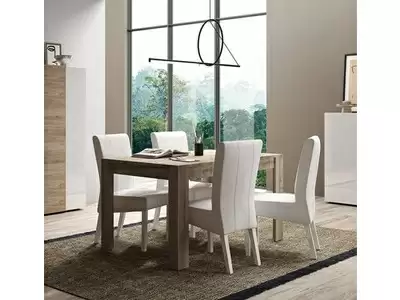 Table de repas extensible Venus blanc brillant/chene cadiz