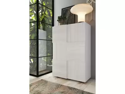 Meuble 2 portes Damier meuble d'entre pin blanchi