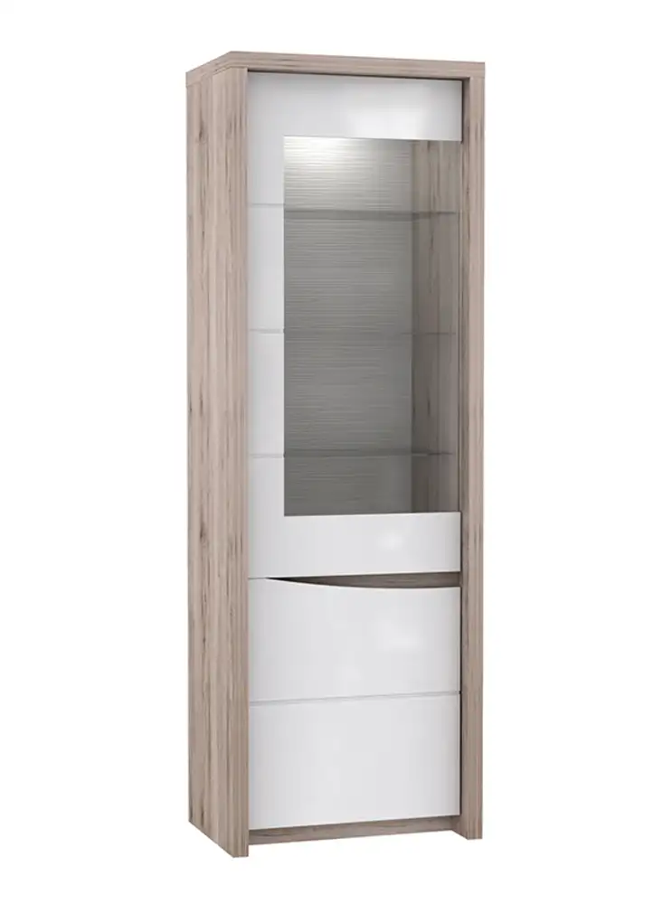 Vitrine 2 portes Saint tropez chene cendr�/blanc brillant