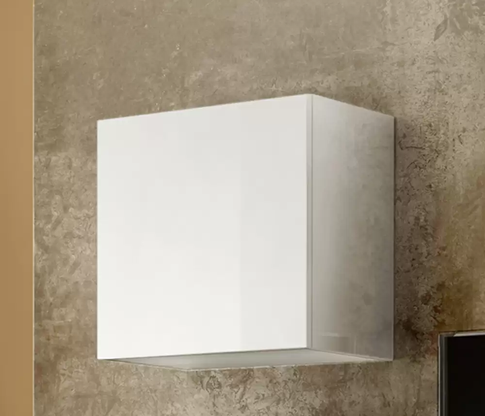 Cube 1 porte Alassio blanc laqué brillant Blanc brillant