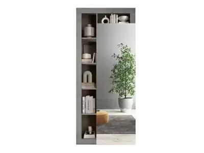 Armoire 1 porte Fribourg blanc brillant/bton