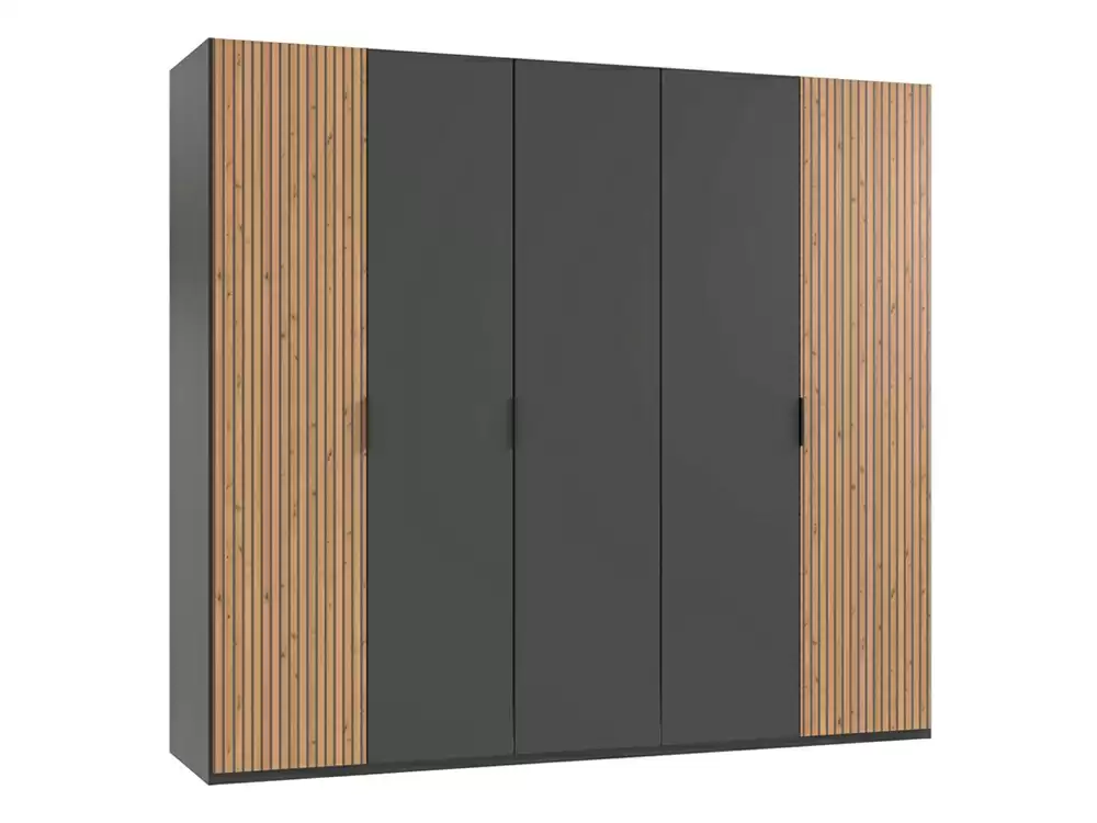 Armoire 5 portes Tunis Gris graphite/chene artisan