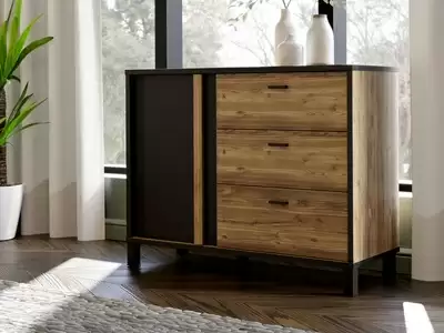 Commode 1 porte et 3 tiroirs Hayato chambre  coucher