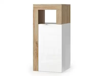 Rangement 1 porte Fribourg meuble d'entre blancbrillant/chene cadiz