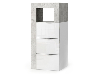 Rangement 3 tiroirs Fribourg meuble d'entrée blanc brillant/béton