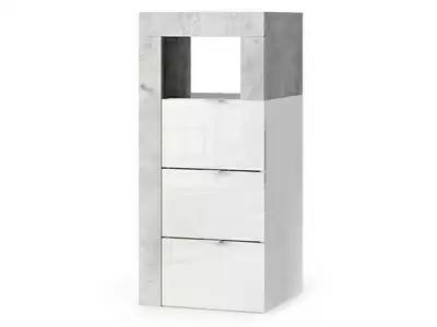Rangement 3 tiroirs Fribourg meuble d'entre blanc brillant/bton