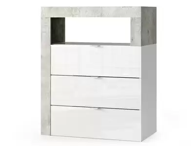 Rangement 3 tiroirs Fribourg meuble d'entre blanc brillant/bton
