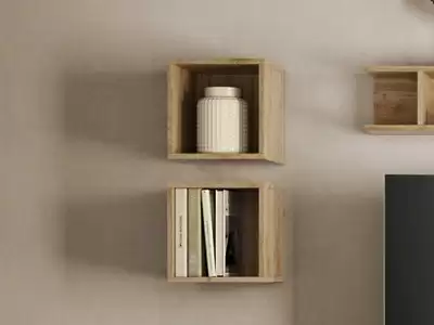 Lot de 2 cubes Monaco blanc brillant/chene