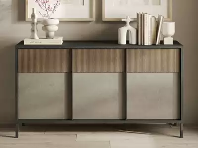 Bahut 3 portes Everest lave,argile et chene