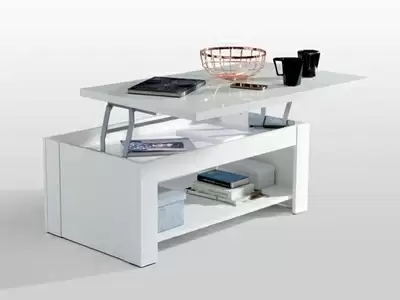Table basse relevable Saint tropez chene cendr/blanc brillant