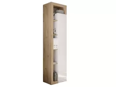 Bibliothque 1 porte Fribourg laqu blanc/chene