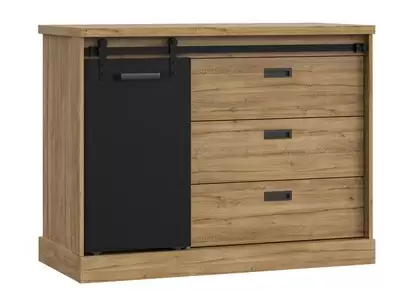 Commode 1 porte coulissante  et 3 tiroirs Kaszimiro chambre  coucher