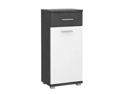 Meuble 1 porte 1 tiroir Champ gris fonc/blanc brillant