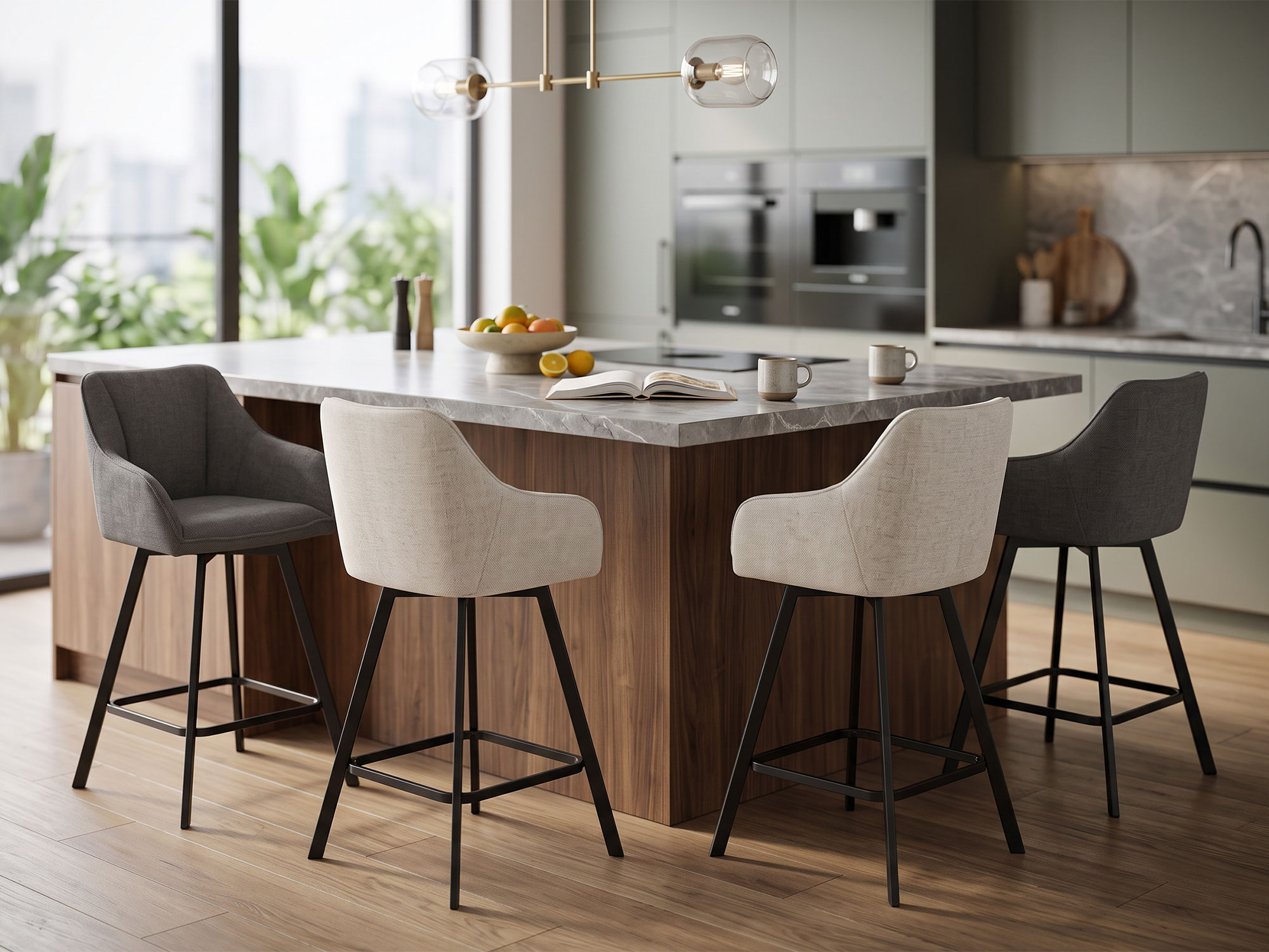 Lot de 2 tabourets de bar pivotant Willka