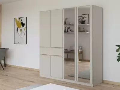 Armoire 6 portes dont 2 miroirs  1 tiroir
