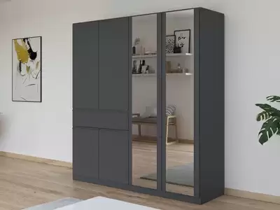 Armoire 6 portes dont 2 miroirs  1 tiroir