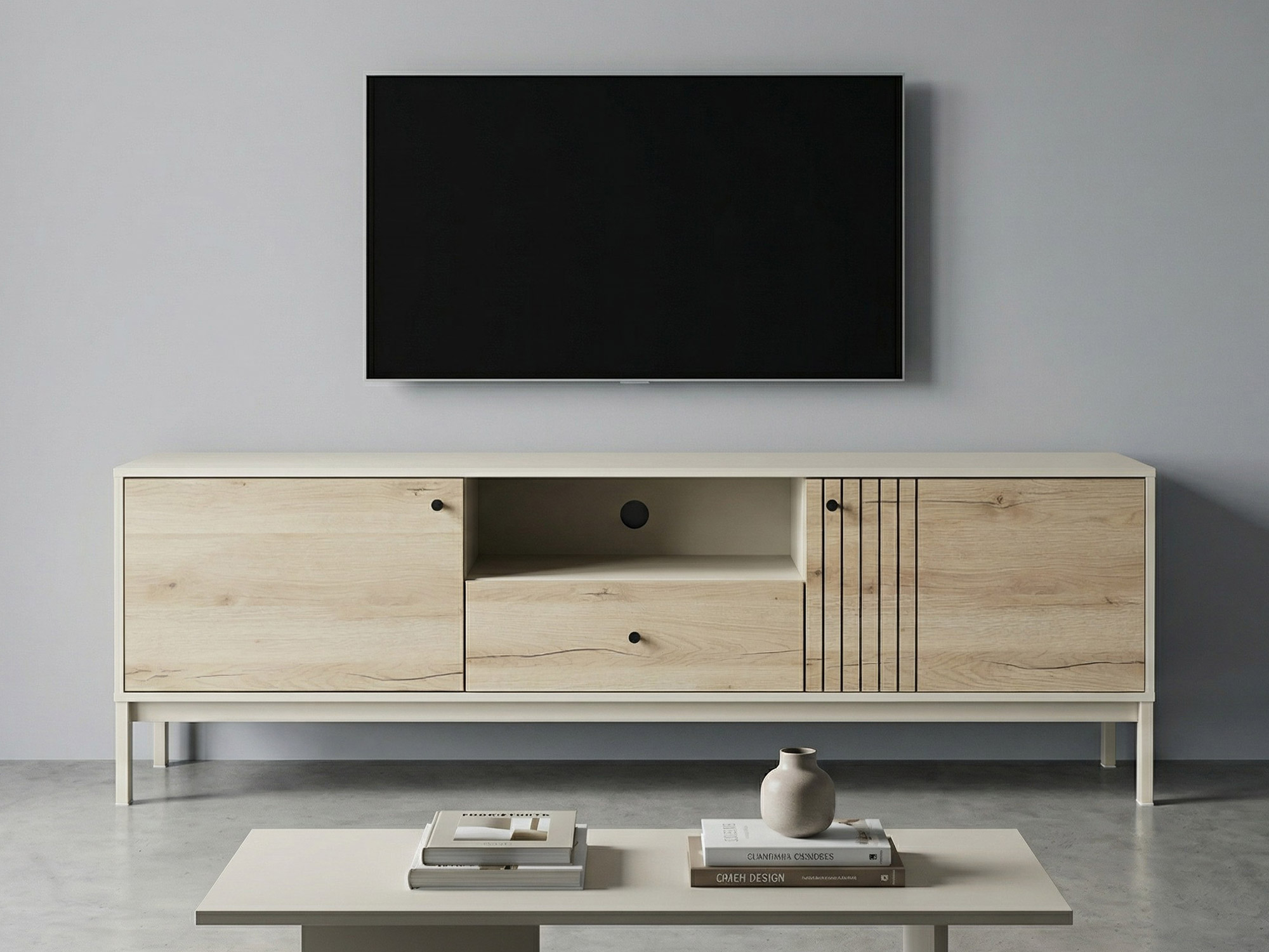 Meuble tv 2 portes 1 tiroir F�lix