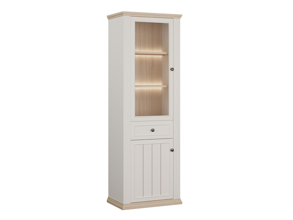 Vitrine 2 portes Pontypol blanc mat/chene
