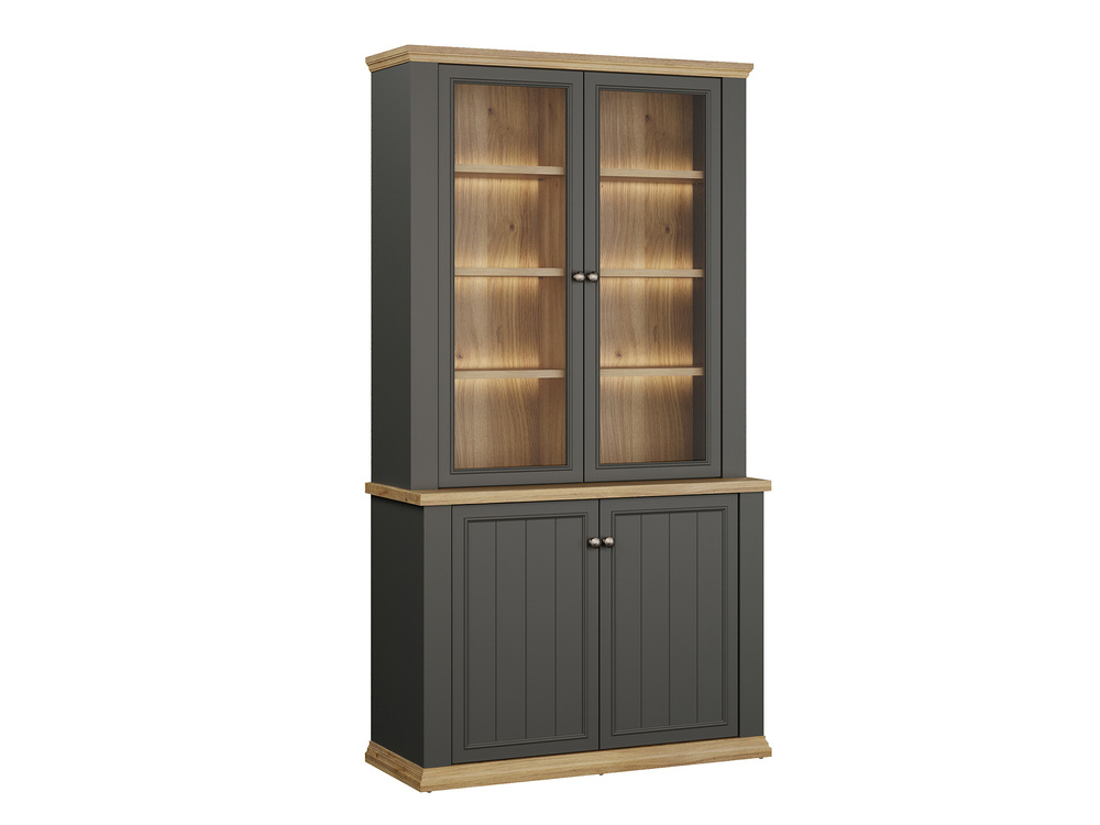 Vitrine 2 portes vitr�es gm Pontypol gris/chene