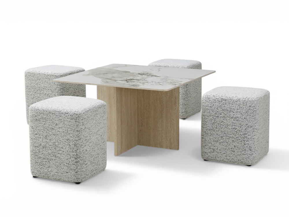 Table basse + 4 poufs Sevilla