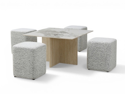 Table basse + 4 poufs