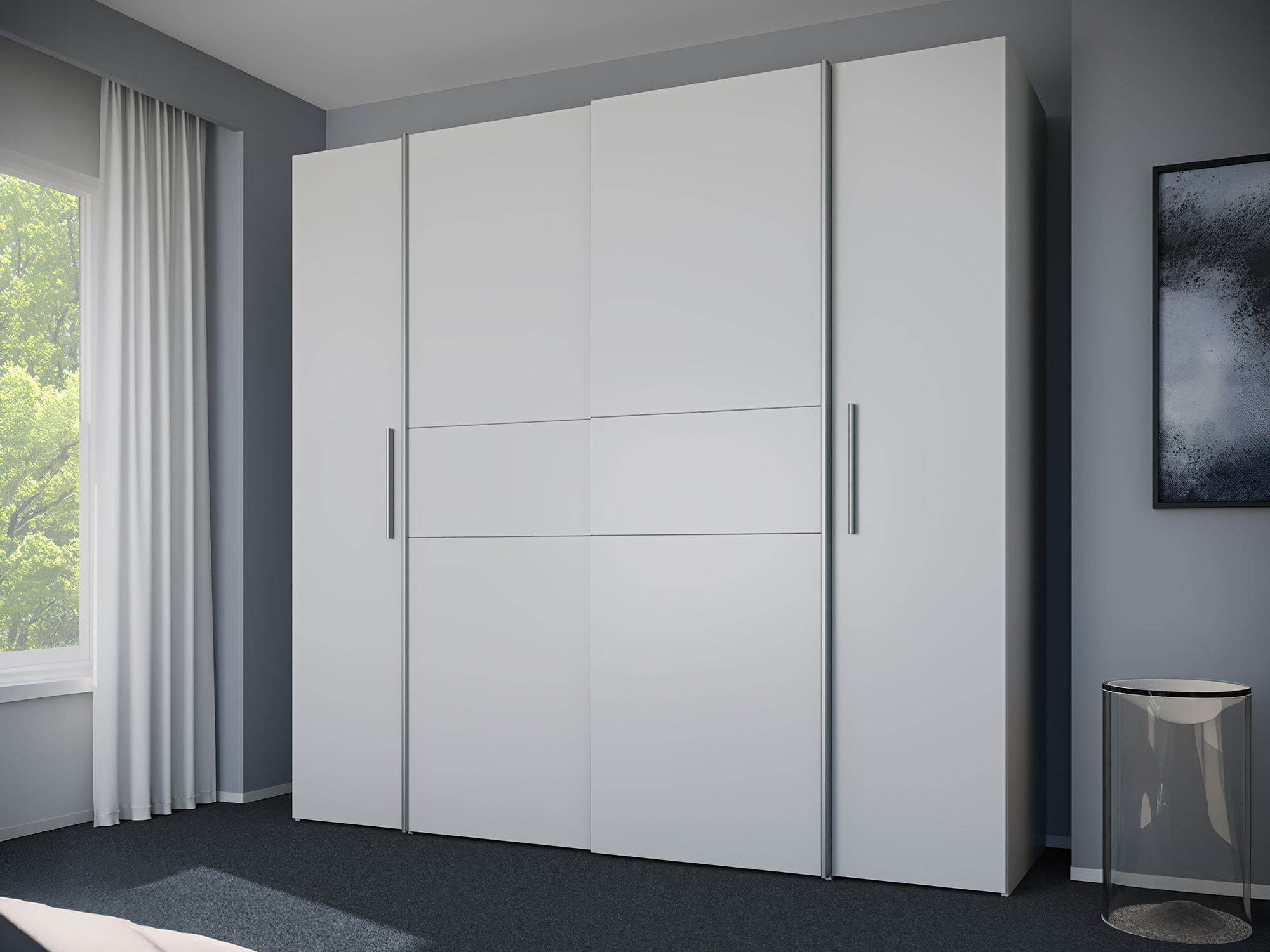 Armoire 2 portes coulissantes+2 portes battantes Kalixtus