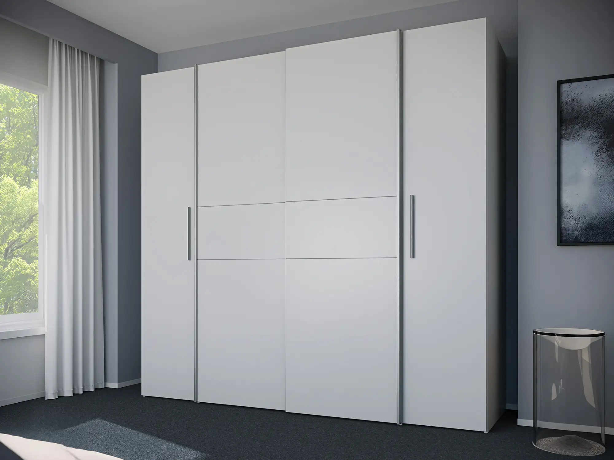 Armoire 2 portes coulissantes+2 portes battantes Kalixtus